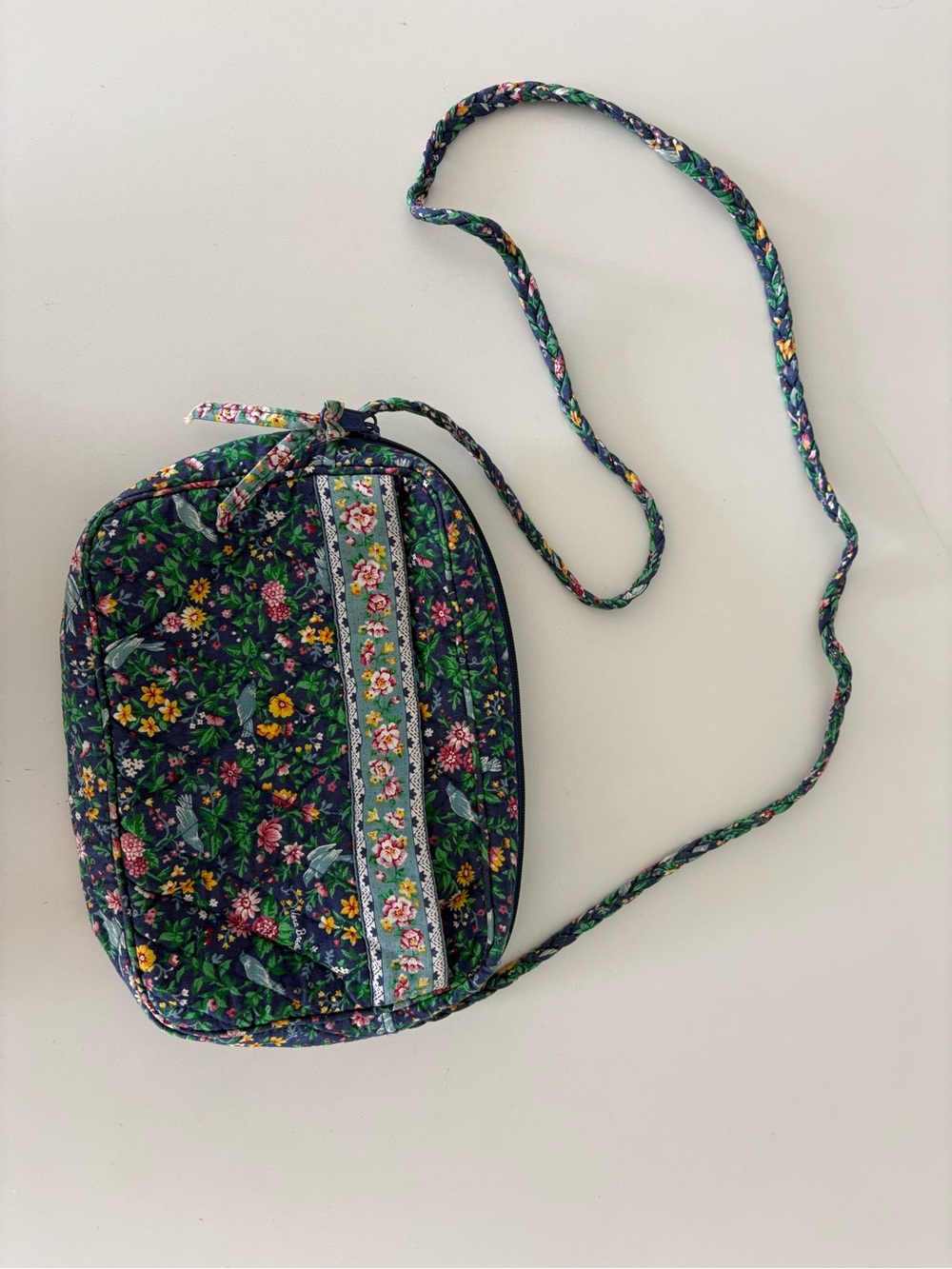 Vintage 1998 Vera Bradley Crossbody Bag in “Bluebird” Green and White Polkadot